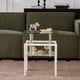 thumbnail image 2 of 2 pieces White Tempered Clear Glass End Table, 2-Layers Small Table with Storage, Living Room Side Table, 2 of 3
