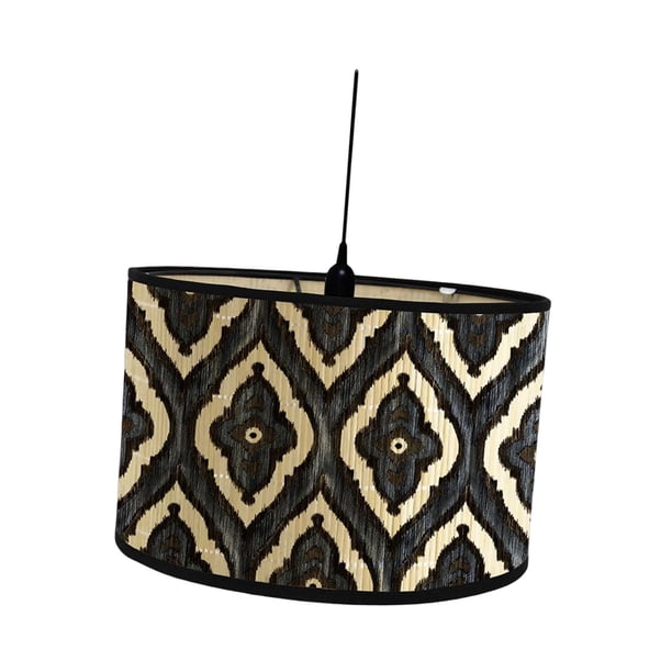 Pantalla de lámpara de tambor Pantalla de lámpara de bambú E27 Pantalla de tambor medio Estilo europeo Cubierta de luz artesanal para sala de estar , Estilo un Estilo A