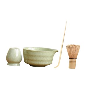 Magideal - 4X Matcha Utensils Conjunta De Bambú Báter Y Soporte, Herramientas De Fabricación De Té, Tazón De Fabricación De Té Matcha Bowl Con Matcha Verde