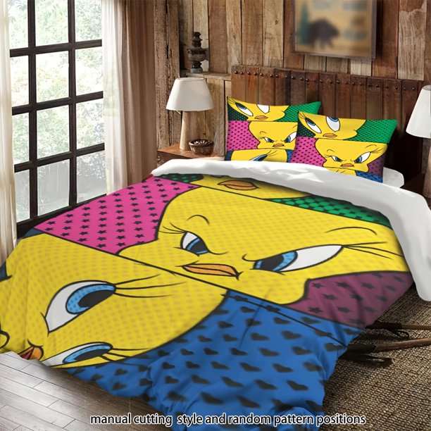 Bedding Warner Bros Looney Tunes Multi-Expression Bird Pattern Suitable for All Seasons Machine Washable Includes Pillowcases Suitable for Bedrooms Guest Rooms