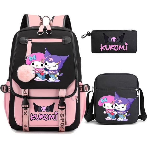 3pcs Kuromi Backpacks Patchwork Capacity Women Men Travel Mochilas With Shoulder Bags Ins Laptop Teens School Bags