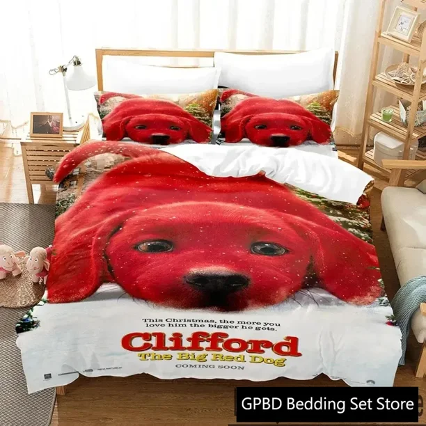 Clifford the Big Red Dog Bedding Set Boys Girls Duvet Cover Pillowcase Bed boys Adult
