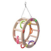 Magideal - Juguetes De Madera Para Jugar Con Pájaros, Jaula Para Morder Cacatúas, Pinzones Para Morder, Cacatúas Con Anillos Coloridos, Soporte Para Escalera De Diámetro 22Cm