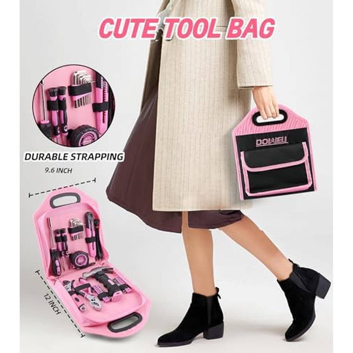 Kit Herramientas Dowell 167 Piezas Rosa Con Estuche Diy