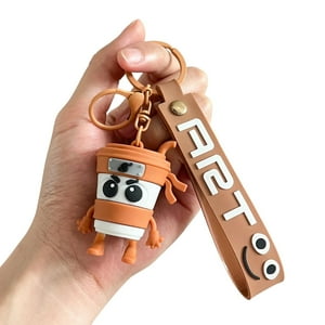 Fliperex - Llavero Colgante De Goma Brainrot Cappuccino Assassino Blanco