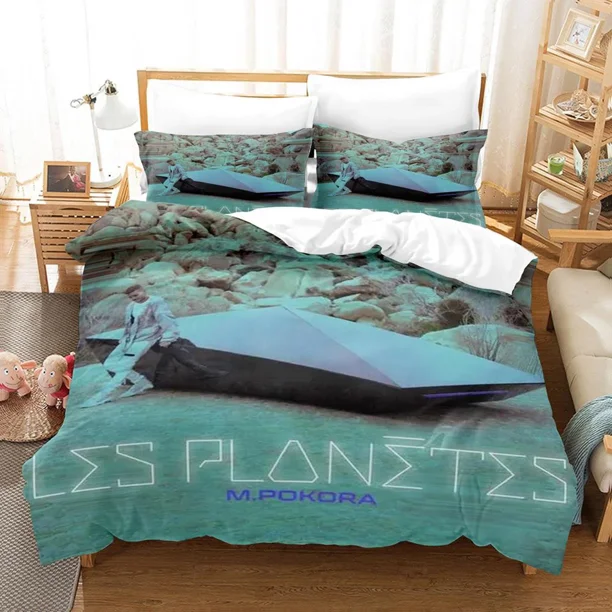 v2785 Bed Sheets M. Pokora Single Double Queen King Size Bedding Set Boys Bedroom Duvet Cover Set Cool Printed Bed Sheets Quilt Cover Pillowca 3-Piece Bedding Set (1 Duvet Cover + 2 Pillow Shams) Bed