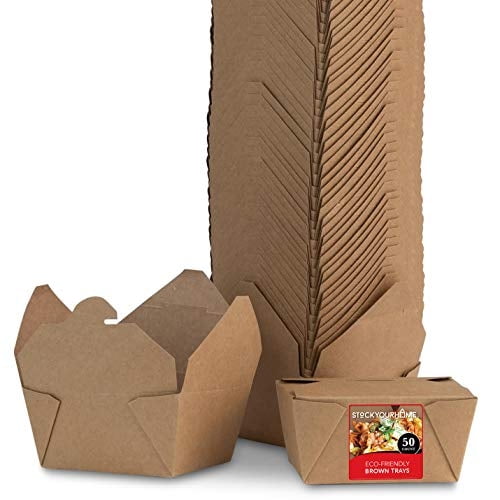 Recipientes De Comida Para Llevar Stock Your Home Kraft Brown 900 Ml