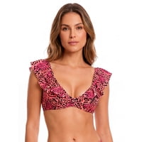 Samia - Bikini Triangulo Con Vuelos Estampado Negro