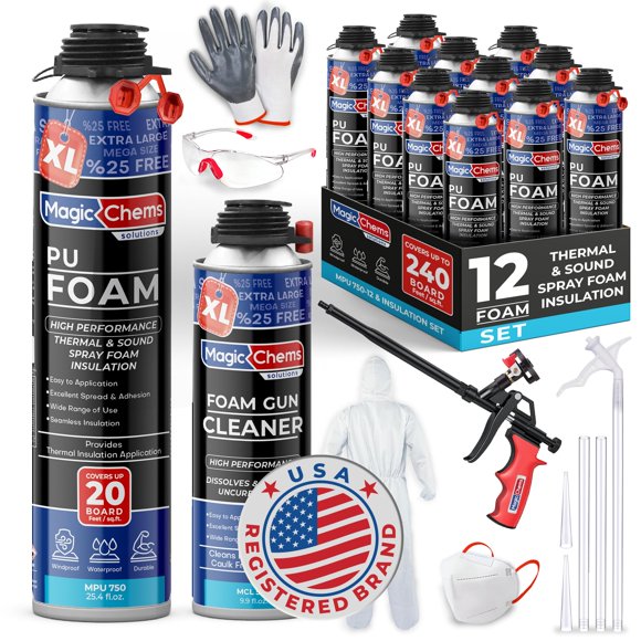 Kit aislante de espuma en aerosol Magic Chems, 750 ml (paquete de 12)