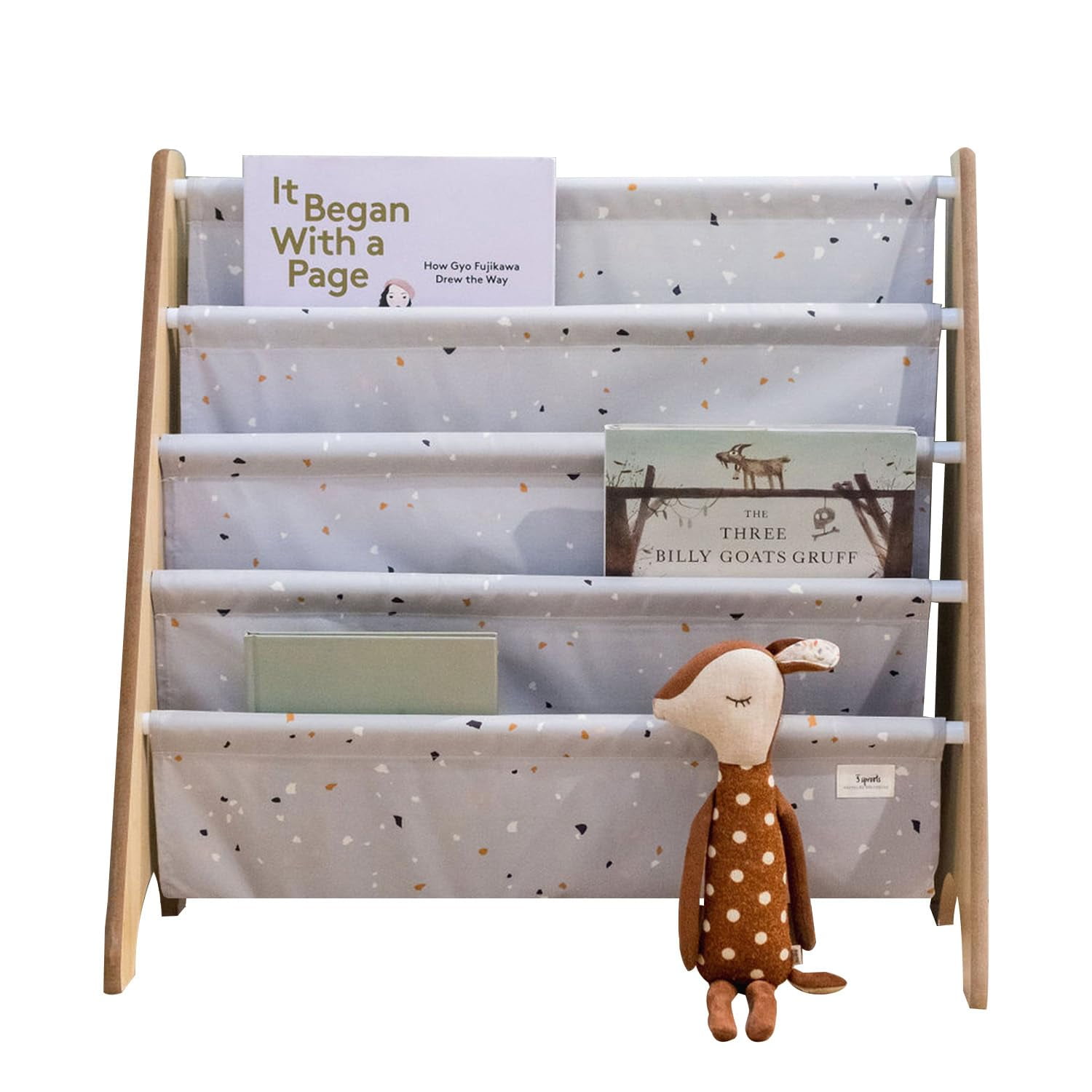 Estantería Para Niños Con 3 Sprouts, Tela Reciclada, 4 Niveles, Gris