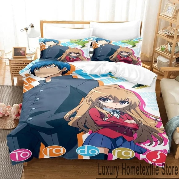 TIGER×DRAGON Toradora Bedding Set Duvet Cover Bed Set Quilt Cover Pillowcase Comforter Size Boys Adult Bedding Bed Sheets