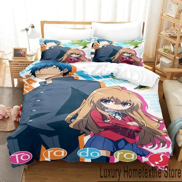 TIGER×DRAGON Toradora Bedding Set Duvet Cover Bed Set Quilt Cover Pillowcase Comforter Size Boys Adult Bedding Bed Sheets