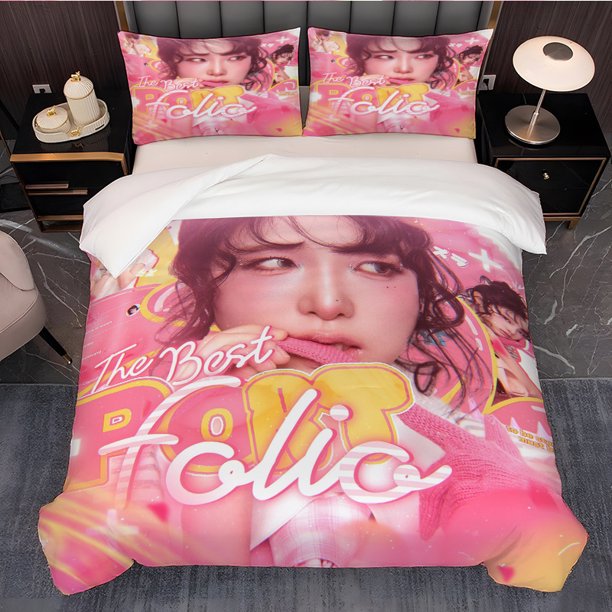 3pcs Fashion Women'S Pink Yellow The Best Folie Theme Print Three-Piece Bedding Set Soft Duvet Cover And Two Pillowcases