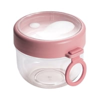Magideal - Contenedor De Durante La Noche, Tazón De Yogurt Hermético Reutilizable, Tazón De Postre De 600Ml, Taza De Desayuno, Taza De Leche Para Familias, Rosa