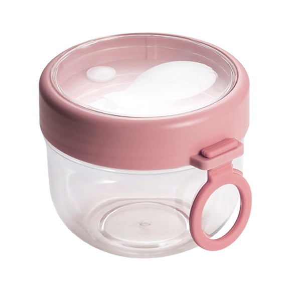 Contenedor de durante la noche, tazón de Yogurt hermético reutilizable, tazón de postre de 600ml, taza de desayuno, taza de leche para familias, rosa