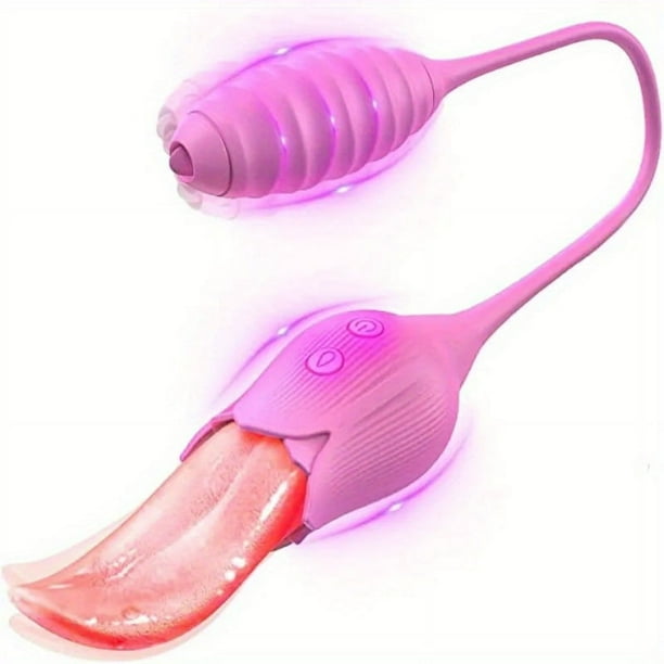 1pc Wireless Clitoral Vibrator with 10 Tongue Licking Modes - Double Stimulation for Female Masturbation and Sex Toys