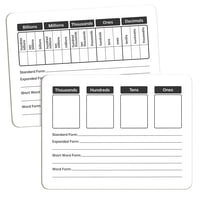 Tablero Place Value De Doble Cara, Borrado En Seco, 23 X 30 Cm, Weizhen