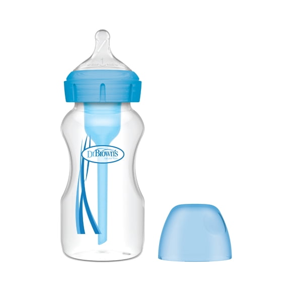 Mamadera Anticólico Boca Ancha 270ml azul
