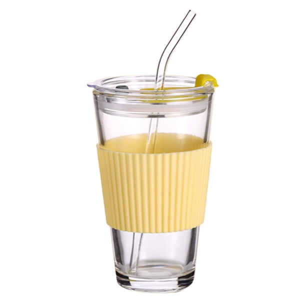 Vasos para beber Vasos de vidrio con tapa Vasos de agua con pajitas