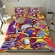 thumbnail image 1 of El Asombroso Circo Digital Conjunto de sábanas temático, trío de piezas, cómodo y amigable con la piel, diseño único, regalo de decoración para el hogar para familiares, amigos y fans,173X218cm, 1 of 6
