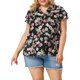 thumbnail image 1 of Agnes Orinda Blusas de Mujer Tallas Grandes Retro Floral Cuello en V con Capas Mangas Cortas 3X Negro, 1 of 7