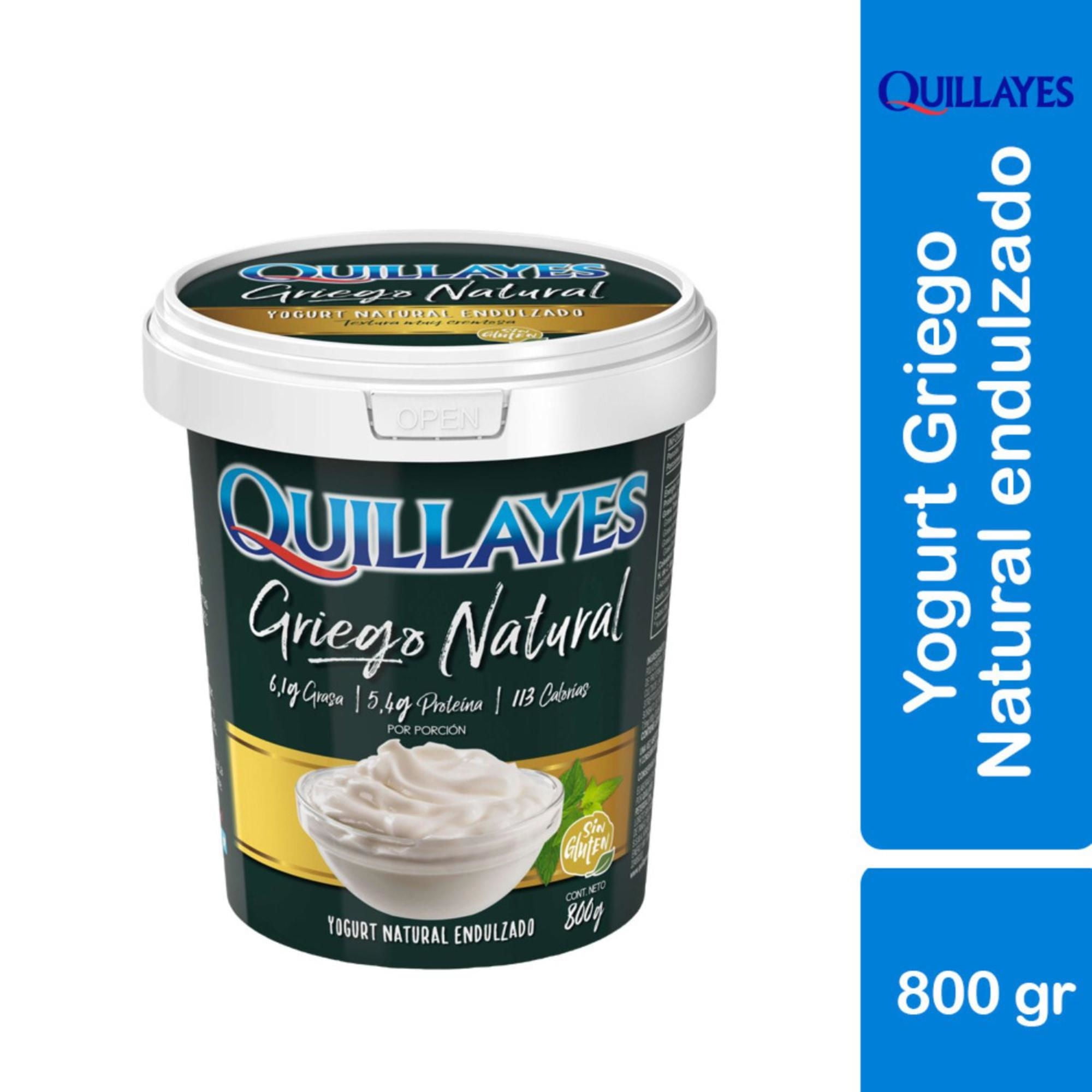 Yoghurt Griego Sabor Natural Endulzado Pote 800 g Quillayes