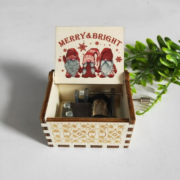 Delightful Wooden Antique Carved Hand Cranked Music Box - Perfect Christmas Gift for Kids, Mom, Dad, Friends & More!