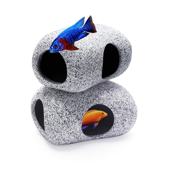 Escondite para acuario SpringSmart – Set de 2 piezas de decoración de cerámica