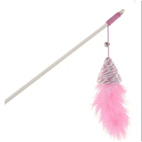 Genérico - Varita Interactiva De Madera Para Gato Rosa Juguete