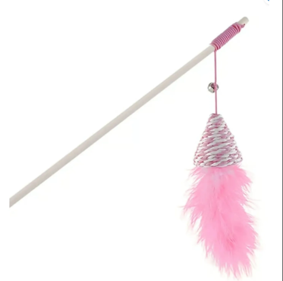 Genérico - Varita Interactiva De Madera Para Gato Rosa Juguete