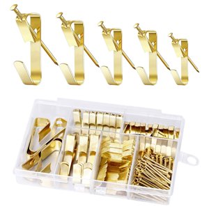 Magideal - 130 Uds Perchas Para Cuadros Perchas Artísticas Hierro Dorado Práctico 10Lb 20Lb 30Lb 50Lb 100Lb Ganchos Para Cuadros Kit Para Colgar Cuadros Para Rel