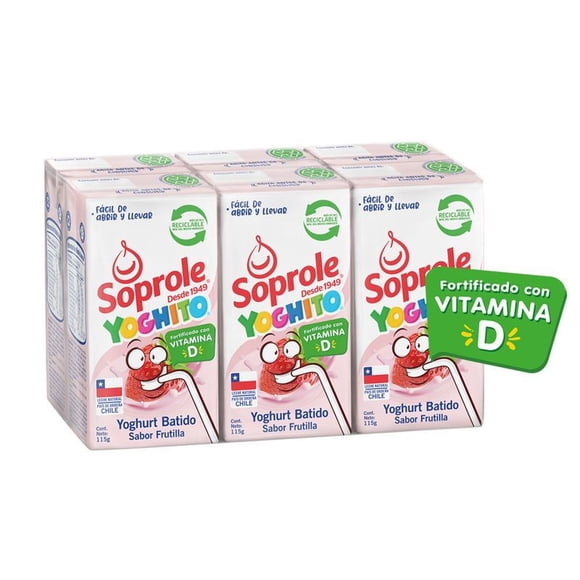 Yoghurt Batido Sabor Frutilla Pack 6 Caja, 690 gr