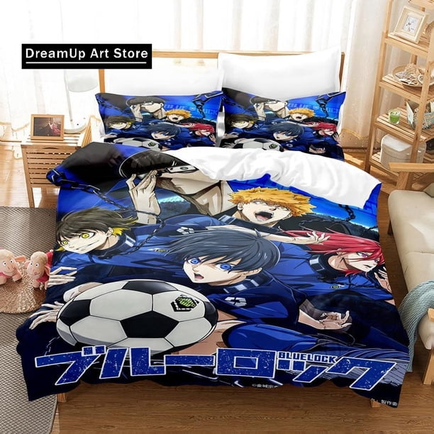 Fashion Blue Lock Bedding Set Boys Girls Duvet Cover Pillowcase Bed Adult Bedroom