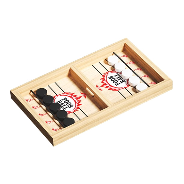 Juego de disco rápido, juego de fútbol, mesa para niños y adultos, juego de Hockey de madera para niños, coordinación mano-ojo, fiestas de cumpleaños S Rojo con 10 Ajedrez