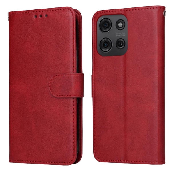 Funda Billetera para Motorola Moto G75 5G con Porta Tarjetas y Soporte Ajustable Rojo