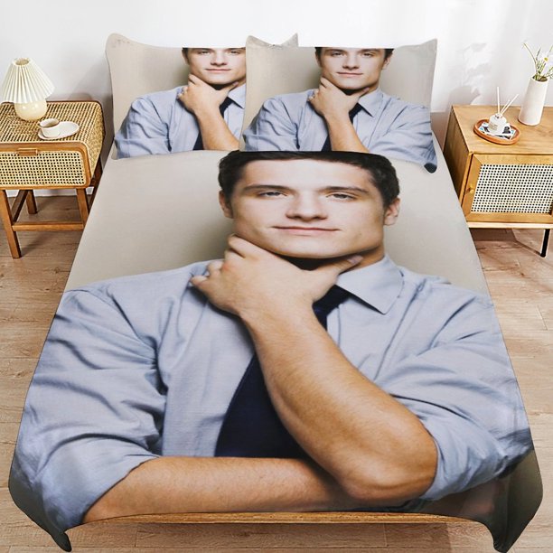 Josh Hutcherson Bedding Set Duvet Cover Comfortable and Lightweight Cartoon Bedding 3 Piece Bed Set
