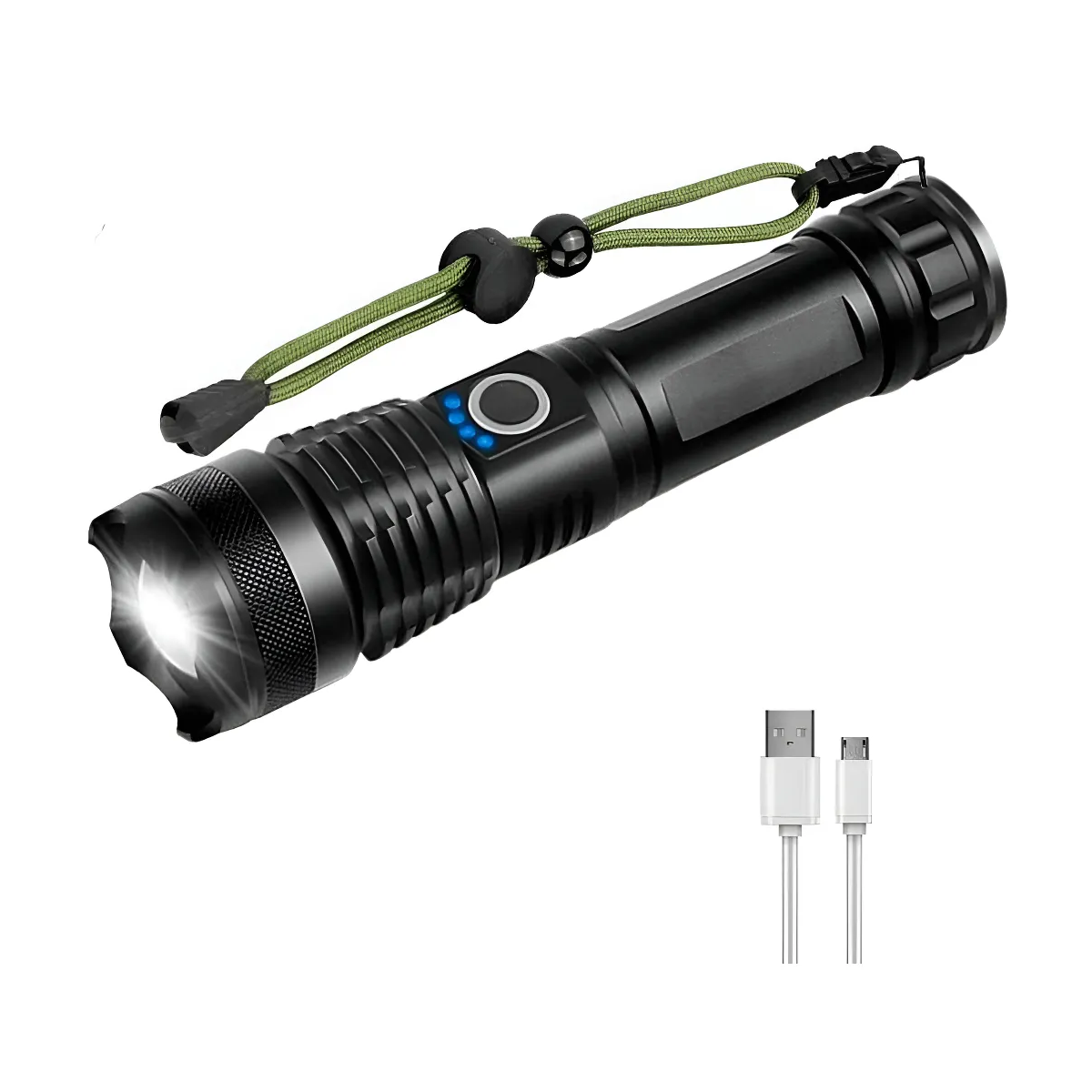 Genérico - Linterna Led Alta Potencia Metalica Recargable 4000Lm Blanco Negro