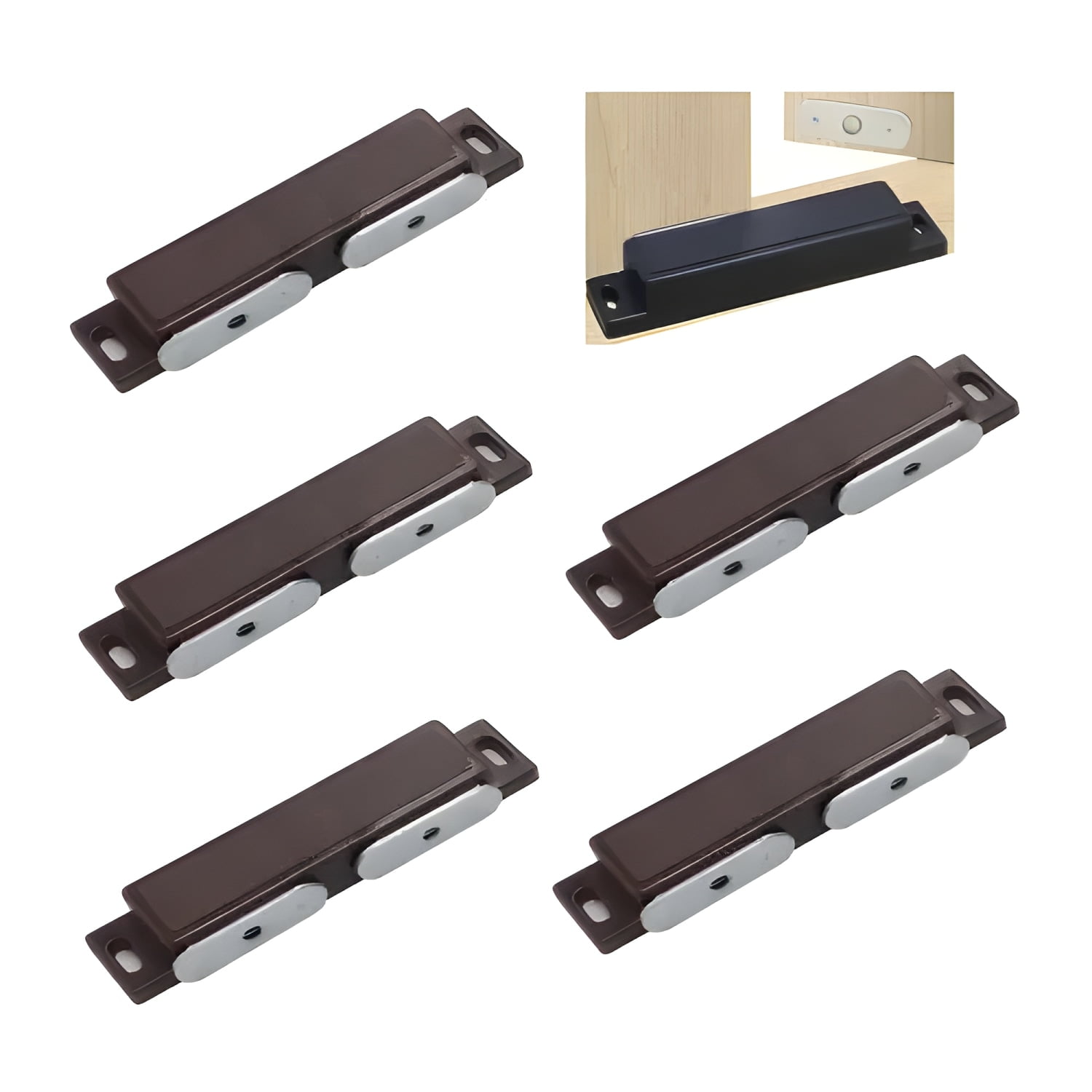 Genérico - Retén Magnético Doble Para Puerta 5 Unidades Café