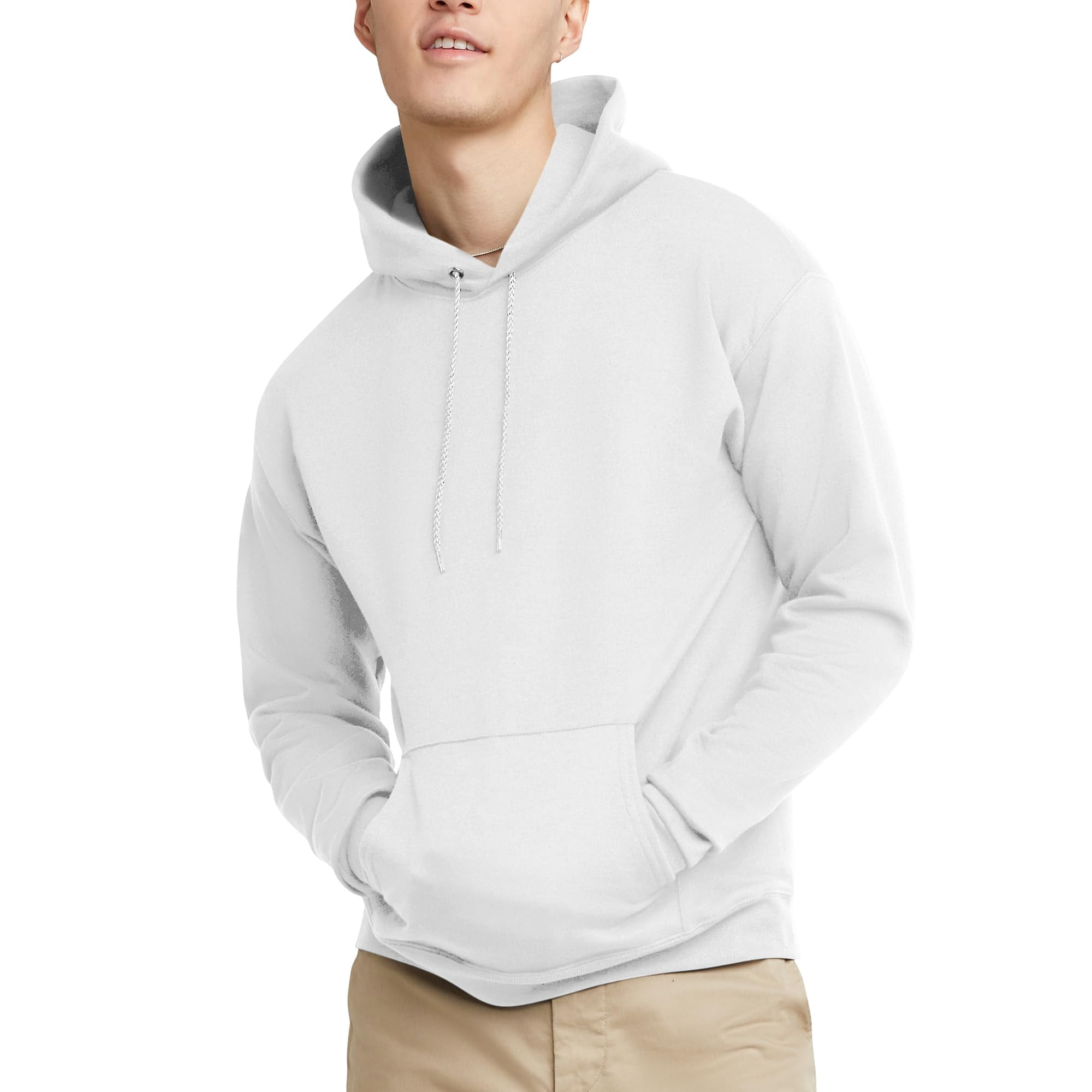 Sudadera Con Capucha Tipo Pulóver Hanes Men's Ecosmart Blanca Talla Xl