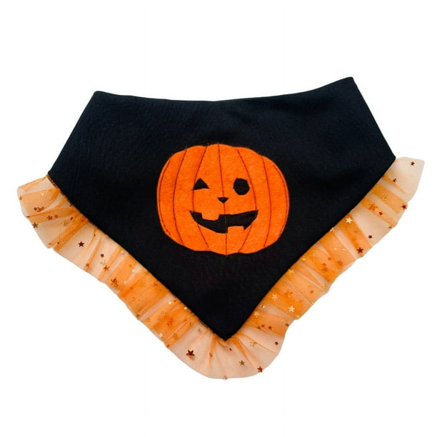 Bandana Disfraz de Halloween para Perros y Gatos Calabaza Gliter L