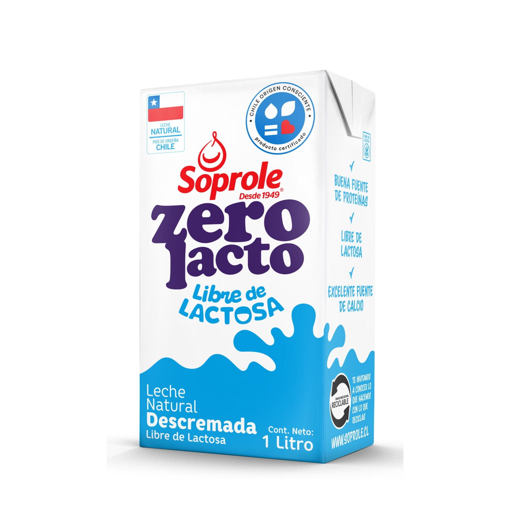 Leche Sin Lactosa Descremada Zerolacto 1 L Soprole