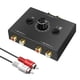 thumbnail image 1 of Conmutador de audio RCA L/R (2 entradas, 1 salida), estéreo analógico silencioso con control de volumen, selector de audio y distribuidor de sonido para auriculares, altavoces de PC., 1 of 5
