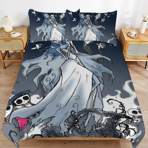 Corpse Bride Duvet Cover Set 3 Piece Bedding Set Double Sided Printing Decorative Comforter Cover Set