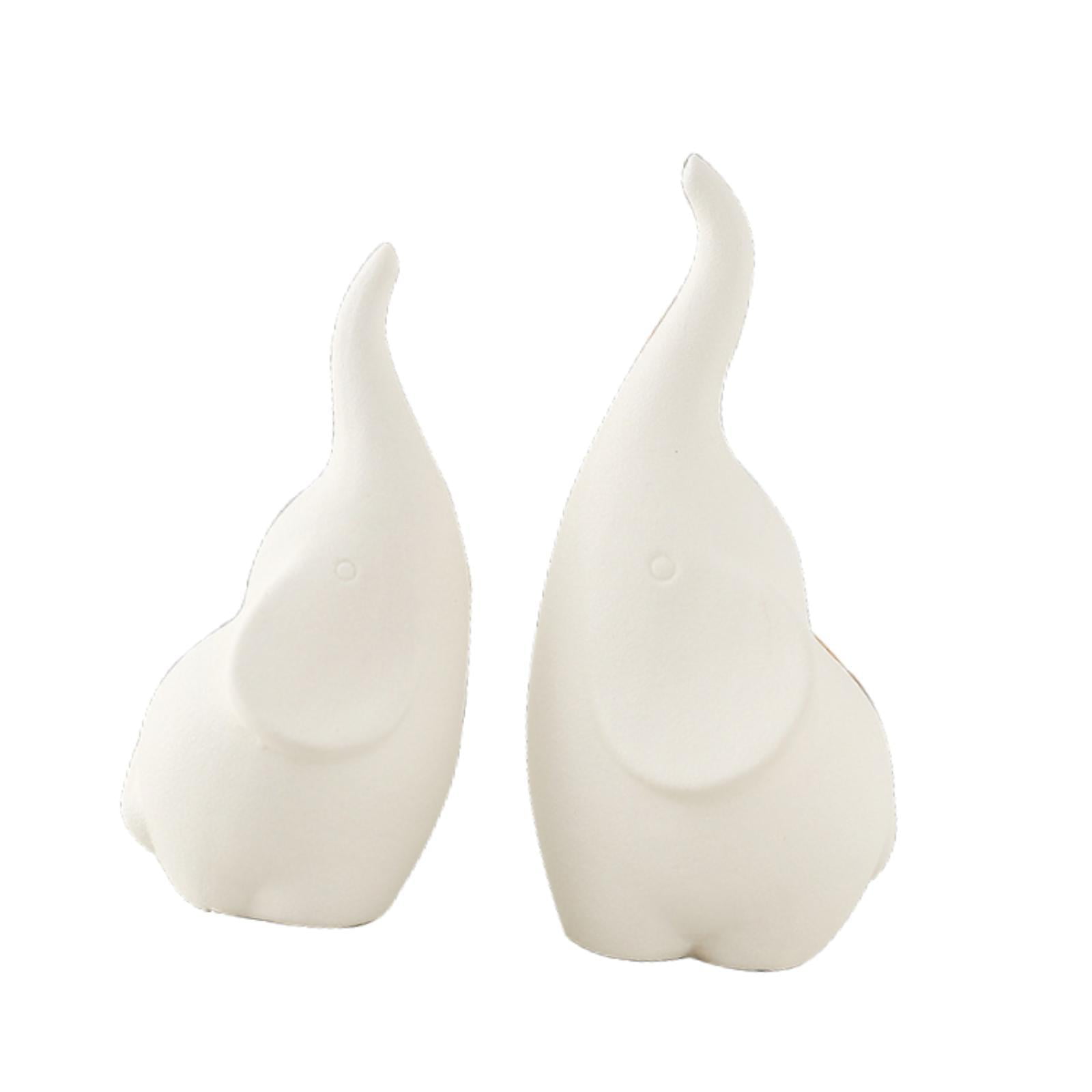 Bothyi - 2x Figurado De Elefante Escultura De Mesa Linda Para Mantel Decorative Baño Blanco