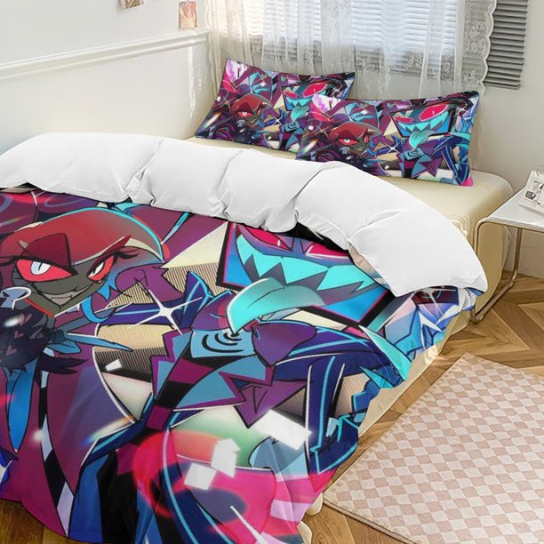 Hazbin Hotel 3-Piece Twin Bed Set - Includes 1 Single Comforter And 2 Pillowcases Bedding - Fade Resistant Microfiber - Hazbin Hotel