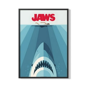 Creango - Cuadro Poster Enmarcado Jaws Tiburon Decorativo