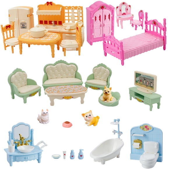Set de muebles para casa de muñecas SwankyStyle de 36 piezas, escala 1:12