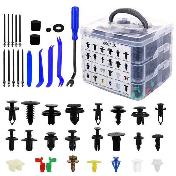 Kit de sujetadores GLK 800 piezas 24 tamaños nylon azul