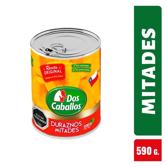Duraznos En Mitades Drenado 340 g - Neto 590 g Dos Caballos