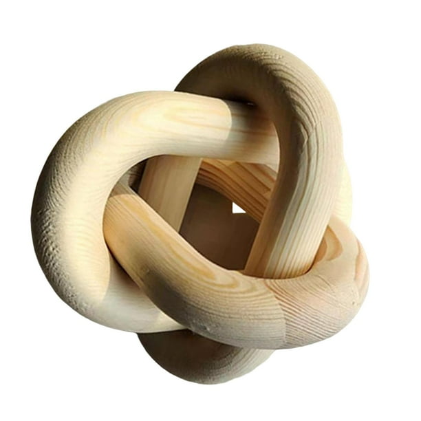 Bohemio Eslabón de la cadena de madera Nudo Escultura Decoración Pieza central de madera Artesanía Estante Decoración Decorativo para Chimenea Fiesta Beige
